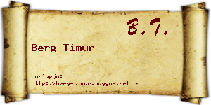 Berg Timur névjegykártya